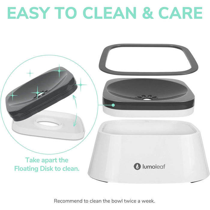 LumoLeaf миска для собак, антипроливна поїлка для води, повільна подача, дорожня миска для собак і котів