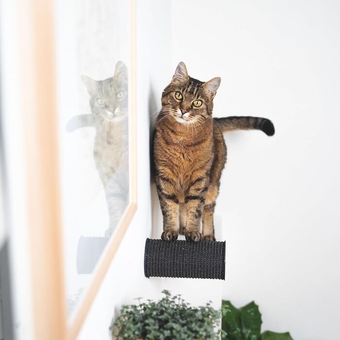 Котячий стовпчик-когтеточка LucyBalu Jumper для стіни з сизалю, антрацит, настінна сходинка для котів, килимок-когтеточка, котяча драбинка