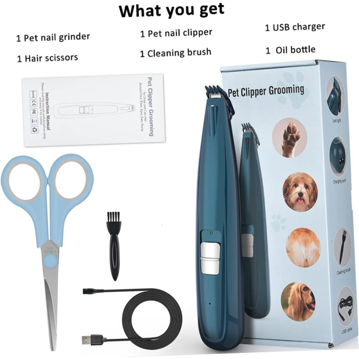 ERINGOGO Професійний триммер для собак та котів - безшумний, акумуляторний, для всіх типів шерсті