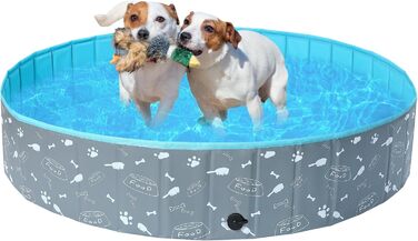 Складаний басейн для собак COMSLE, 120x30 см, сірий, екологічний PVC, для великих і малих порід