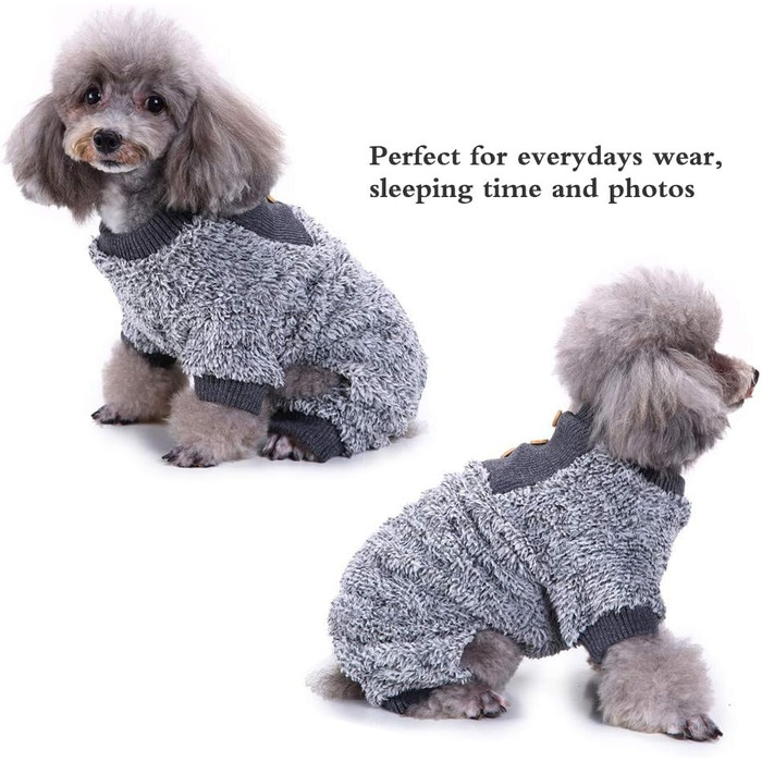 Піжама для собак Oncpcare з флісу, теплий халат, комбінезон, сорочка для собак та котів, 100% бавовна, сірий колір, розмір S