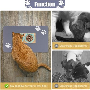 Килимок під миски для собак та котів, суперпоглинаючий, нековзний, миючий, 40x60 см (Сірий)