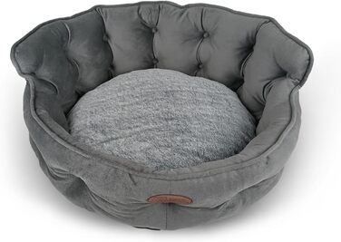 Ліжко для собак та котів Haustierbett - 3 розміри, знімний чохол, можна прати в машині - King Small 43 см, Large 68 см, сірий