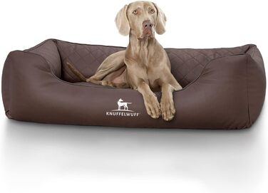 Ортопедичне собаче ліжко Knuffelwuff Madison XXL з лазерного тиснення з екошкіри 120 x 85 см - знімний чохол - легко мити - для великих, середніх та маленьких собак (L 105 x B 75 x H 25 см, Колір: Коричневий)