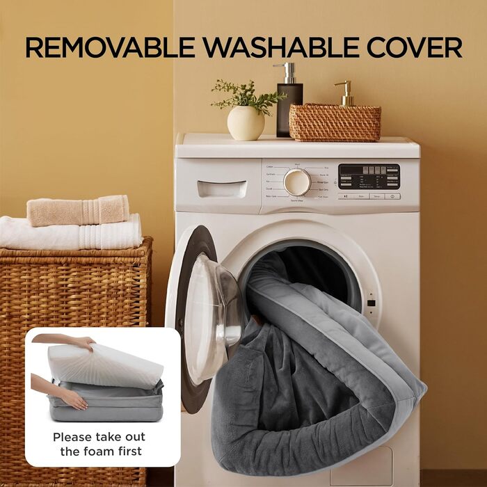 Ортопедичне ліжко для собак BEDSURE - 106x80 см, сіре. Зручне диван-лежанка для великих собак з ефектом пам'яті, антиковзаюче, миється. Розміри: 106 x 80 x 17 см