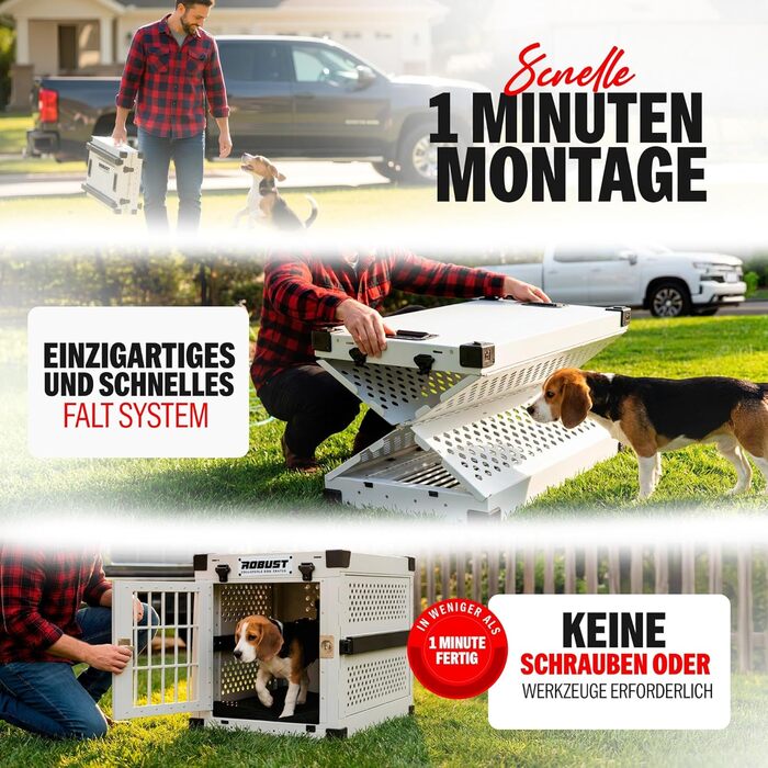 Міцна переносна переноска для собак, складана, для всіх порід – легка алюмінієва переноска з посиленими кутами | Сумка-переноска для собак, для дому, автомобіля, подорожей та авіаперельотів (Білий, L)