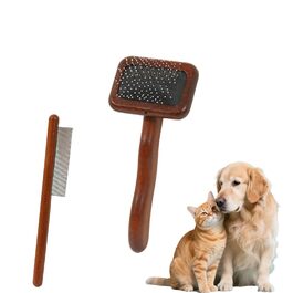 Щітка для тварин: котяча та собача, для короткої та довгої шерсті, з ергономічною ручкою, підшерсткова щітка (маленька)