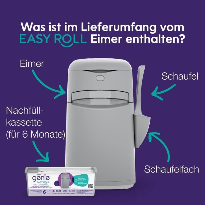 Контейнер для котячого наповнювача Litter Genie Easy Roll, екологічна система утилізації, №1 у США, з касетою для заміни