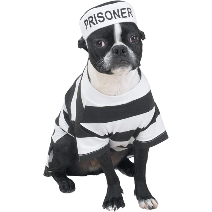 Костюм для собаки 'Prison Pooch', розмір XX-Large (XXL), обхват шиї 10 дюймів, обхват грудей 16 дюймів, довжина спини 12 дюймів