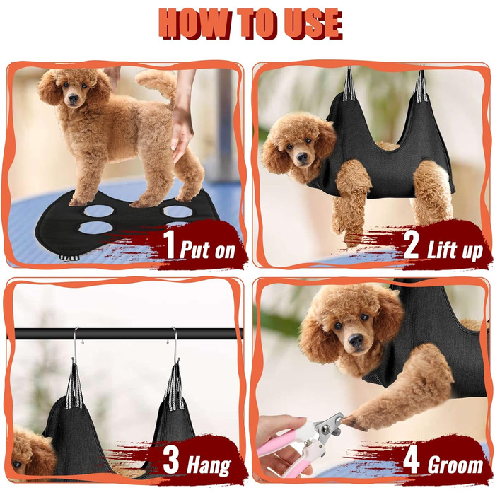 Набір для догляду за собаками MACUNIN: гамак, триммер для нігтів, аксесуари для купання (великий, чорний)