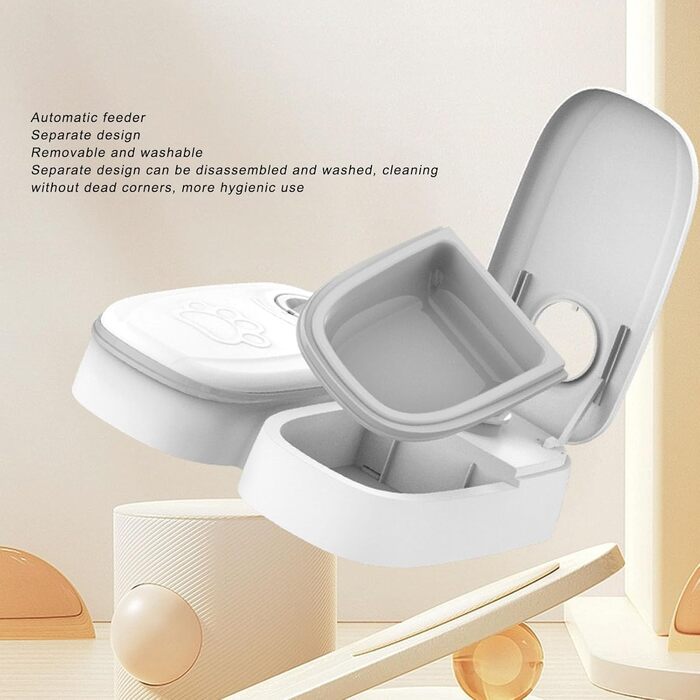 Автоматичний диспенсер для котячого корму з охолоджуваним відсіком, годівниця для малих собак, сухий та вологий корм, автоматична таймерна годівниця GRAY