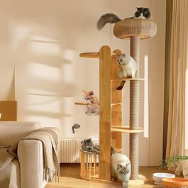 Великий котячий комплекс Kratzbaum Groß 190 см XXL з дерева, з сизалю, з будиночками та платформами для великих котів