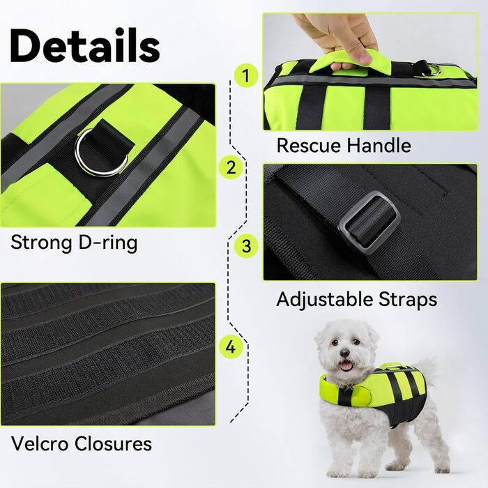 Рятувальний жилет для собак NAMSAN - надувний, для малих, середніх та великих собак, зелений (M)