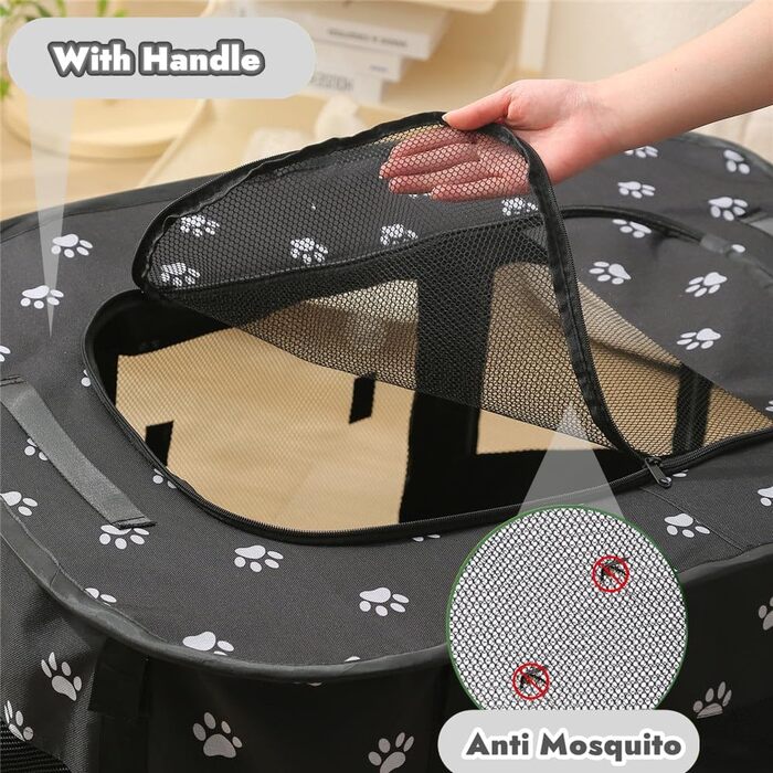 Портативне собаче будиночок/загороди для тварин 90x70x60 см. Складаний вольєр для домашніх тварин, прямокутний, кімната для відпочинку, будиночок для котів/цуценят, чорний