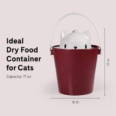 Контейнер для корму котів United Pets Crick, бордовий/сірий, з лопаткою, дизайнер Стефано Джованноні, зроблено в Італії, універсальний розмір