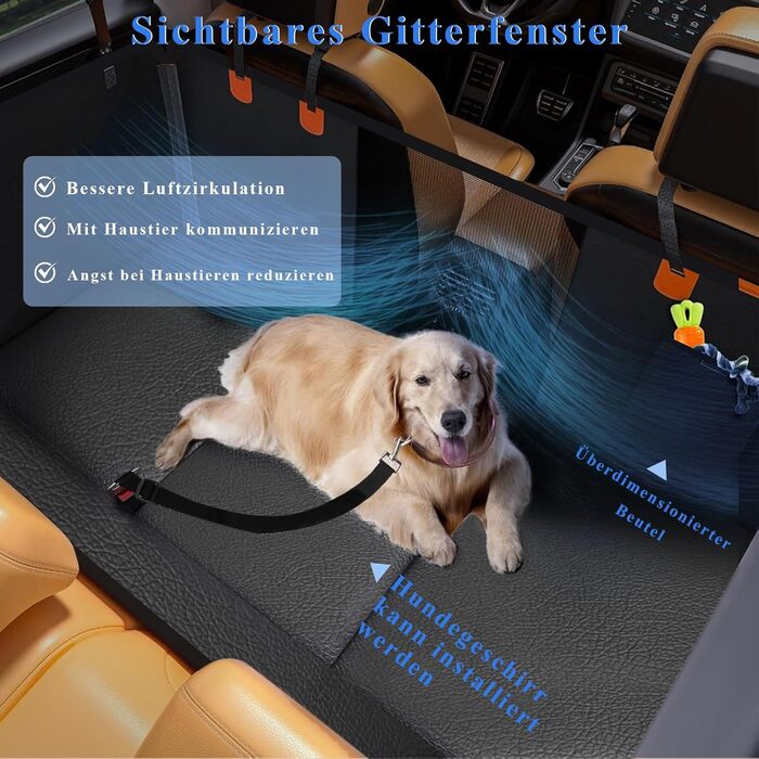 Накладка на сидіння автомобіля для собак CIGAA, водонепроникна, стійка до подряпин, з жорсткою основою, помаранчевого кольору