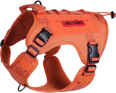 Тактичне обіднє для собак OneTigris Fire Watcher 2.0 з міцною металевою застібкою, ручкою, система кріплення OLLE-Klettsyste (L, Помаранчевий)