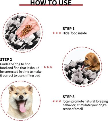 Килимок для нюхання собак IEUUMLER IE075 (45x45 см, чорний+сірий+білий) - тренувальний килимок для собак та котів