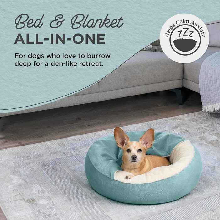 Ліжко для кота та собаки Sheri Cozy Cuddler Ilan, з підстилкою, блакитне, 61x61 см