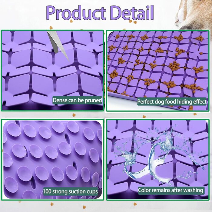 Килимок для повільного годування собак Femont Leckmatte, 30 см, з 165 присосками, для арахісової пасти, без BPA, для зняття тривоги, нудьги, догляду за шерстю, дресирування (Зелений, 1 шт. (30 x 30 см))