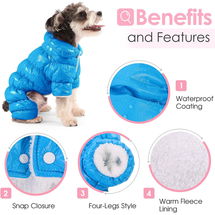 Зимовий одяг для собак AOFITEE: теплий костюм, куртка, жилет, костюм від снігу, водонепроникний, для маленьких собак, розмір S, колір: морська хвиля