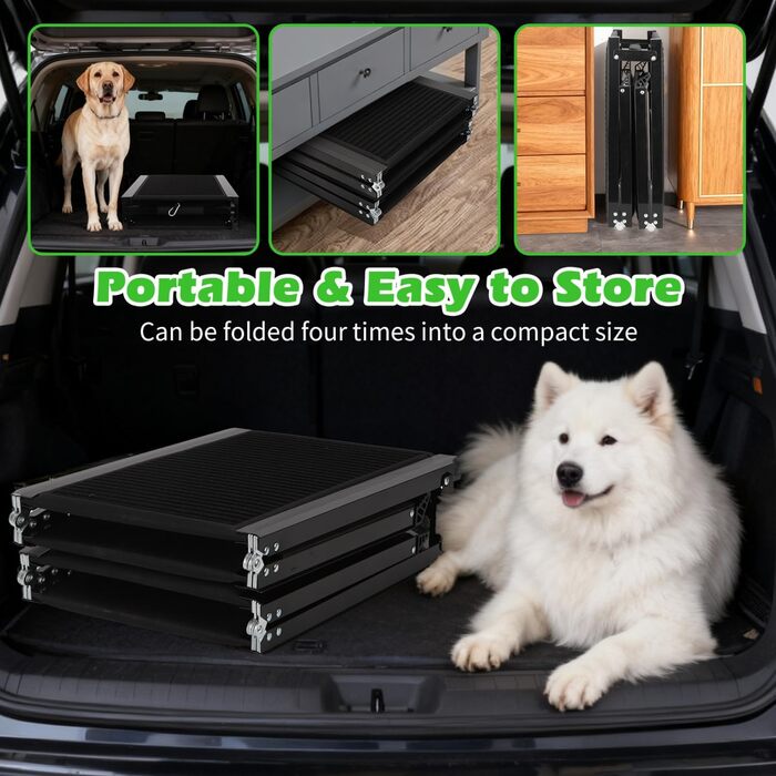 Nobleza Рампа для собак, розкладна, 170 см, антиковзаюча поверхня, для SUV, позашляховиків, вантажівок та сходів, стабільна, для великих та середніх собак до 110 кг