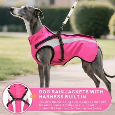 Водонепроникний дощовик для собак Oslueidy: дощовик з капюшоном для малих, середніх та великих собак, цуценят S-XXL (Рожевий, M)