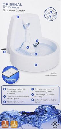 Автоматична поїлка для домашніх тварин PetSafe Drinkwell Original, фонтан для котів і собак
