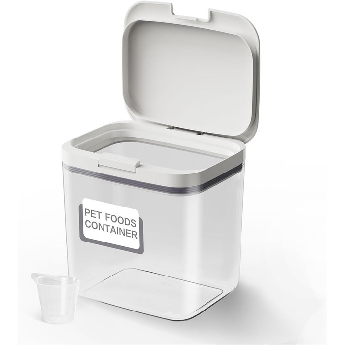 Контейнер для корму собак 11,3 кг, герметичний, з мірною чашею, BPA-free, для зберігання корму, рису та борошна, білий