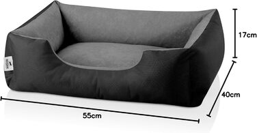 Лягушкове ліжко для собак BedDog LUPI, м'яке ліжко для собак знімний та пральний чохол, кошик для собак, диванчик для собак, для маленьких собак, чорно-сірий, 50 x 35 x 17 см