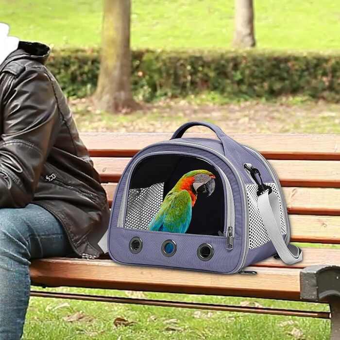 Переносна сумка-переноска для птахів Vogeltransport - Легка, дихаюча сумка для папуг, хом'яків та інших дрібних тварин, фіолетового кольору