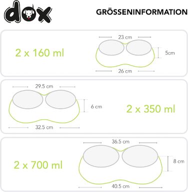DDOXX Подвійна миска для собак і котів, 2×700 мл, нержавіюча сталь, нековзка, підходить для посудомийної машини, зелена
