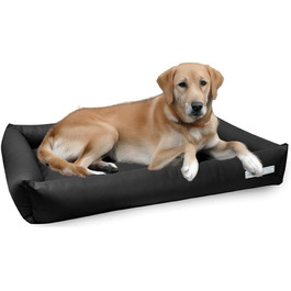 Ортопедична подушка-ліжко для собак M, 100 x 75 см, чорна, з штучної шкіри
