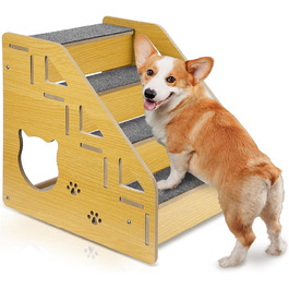 Сходинки для собак: дерев'яна драбинка для маленьких і середніх собак, 4 сходинки, 38.1 см, для ліжка/дивану