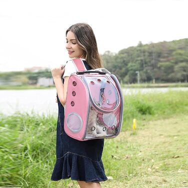 PETCUTE Рюкзак для собак і котів, дихаючий, прозорий, з підкладкою, для подорожей, дозволений авіакомпаніями, рожевий