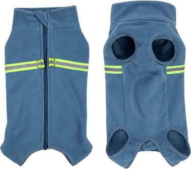 Теплий собачий светр з флісу та світловідбиваючою жилеткою (XXL, Haze Blue)