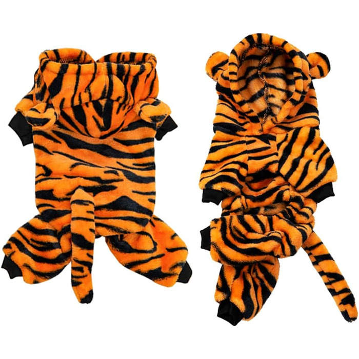 Костюм динозавра для собак, зимовий халат для цуценят, теплий капюшон для собак, теплий одяг для домашніх тварин на зиму, на Хелловін, на Різдво, розмір L, (X-Large, помаранчевий/червоний в смужку (Sunset Chevron))