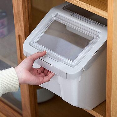 Контейнер для зберігання корму для тварин, контейнер для корму для собак зі шкребком, стікельний, 10 кг, з кришкою, сірий, розмір L (Cyan-Small)