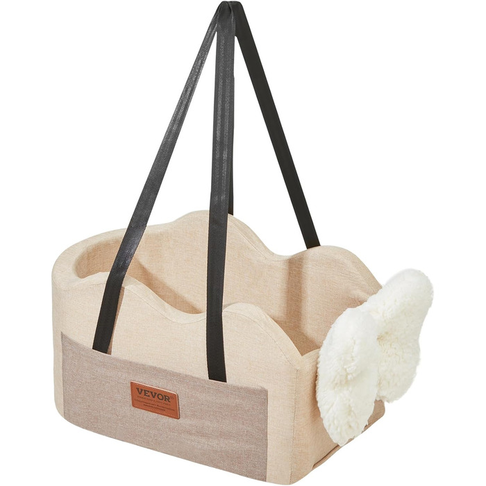 Автомобільне ліжко для собак VEVOR, водовідштовхувальне, з ручками та кишенею, безпечний поводок, наповнювач PP-бавовна (Світло-коричневе, Extra Small)