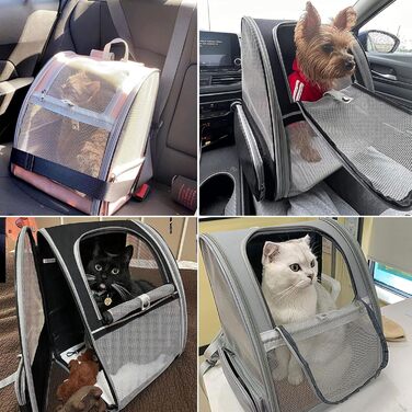 Рюкзак для кота/собаки Hykiee, переноска для тварин до 8 кг, дихаючий, з вікном та строєм, сірий