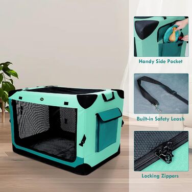 Складана переносна переносна клітка для собак та котів Ownpets з міцним сталевим каркасом, 4 дверцята, розмір L (91.5 x 63.5 x 63.5 см)