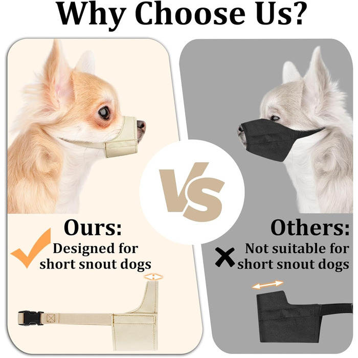 Майзерзон Намордник для собак з короткою мордою, м'який, для Чихуахуа, Ші-тцу, Американського Буллі, Боксера, цуценят, для грумінгу, до ветеринара, запобігає укусам, хакі, XXS (діаметр морди 3.5-4.25