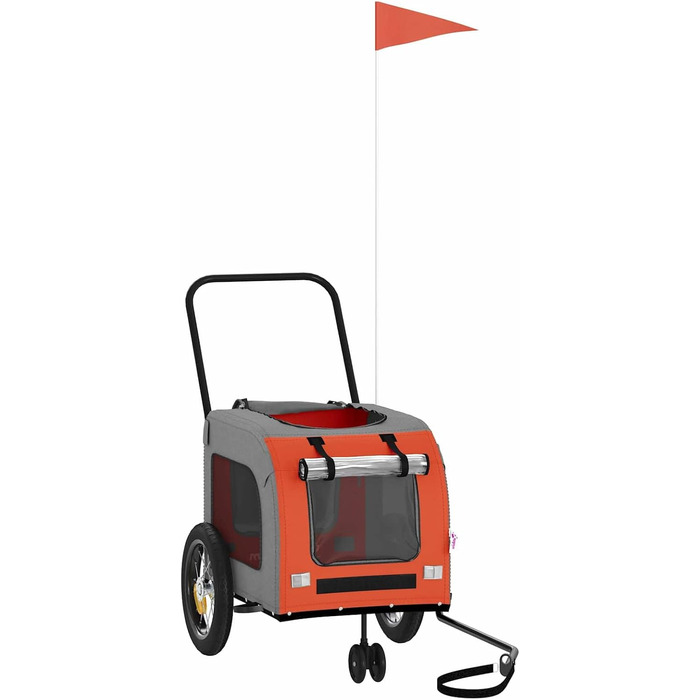 Причіп для собак VidaXL, 45 кг, Оксфордська тканина, з прапорцем та відбивачами (Оранжевий, 125 x 53 x 54 см)