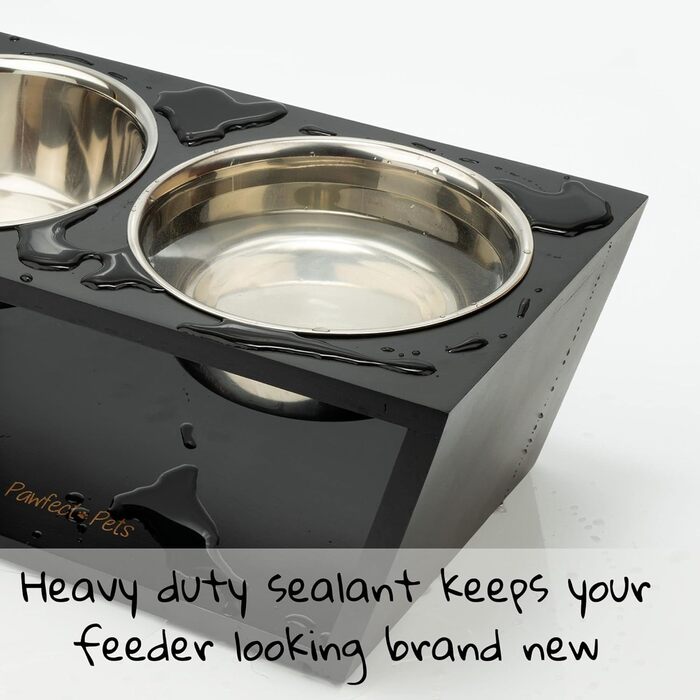 Підставка для корму для собак Pawfect Pets, 17.8 см, для середніх собак, 4 миски з нержавіючої сталі (чорна)