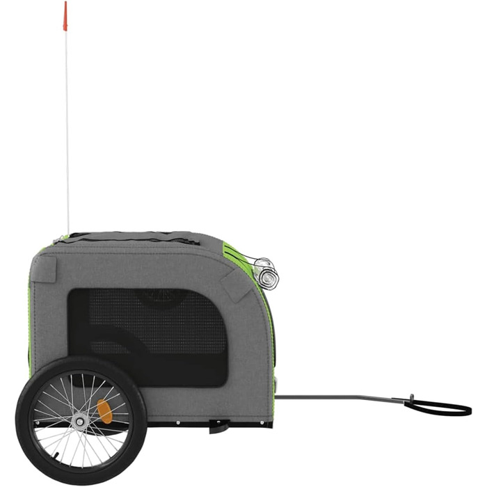 Транспортна переноска для собак та котів з металевим каркасом, Oxford-тканина, PVC-дах, 45 кг, зелено-сіра, Model93836