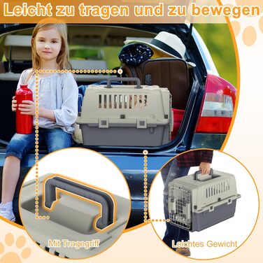 XINZI транспортна коробка для собак і котів, авіабокс 49,5x33,5x36 см, переноска для подорожей, автомобіля та літака з замком безпеки, для домашніх тварин до 5 кг