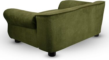 Диван-лежак для собак і котів MG Design, зелений велюр, з підлокітниками та спинкою, для дрібних і середніх тварин