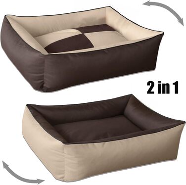 BedDog Hundebett 2in1 MAX Quattro: велике лежак для собак з Cordura, зручний лежак з бортиками, для дому та вулиці, M, Melange, 70x55x18 см