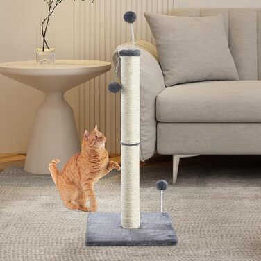 Котяча дряпка XXL 97 см: міцна колона з сизалю, м'який плюш, іграшковий м'ячик