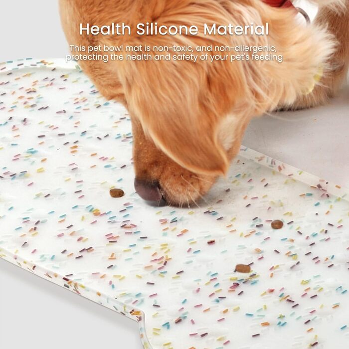 Килимок для годування собак та котів, силіконовий, з підвищеним бортиком, неслизький, водонепроникний, для цуценят та кошенят, підходить для собак та котів середніх розмірів, білий, 65х33 см